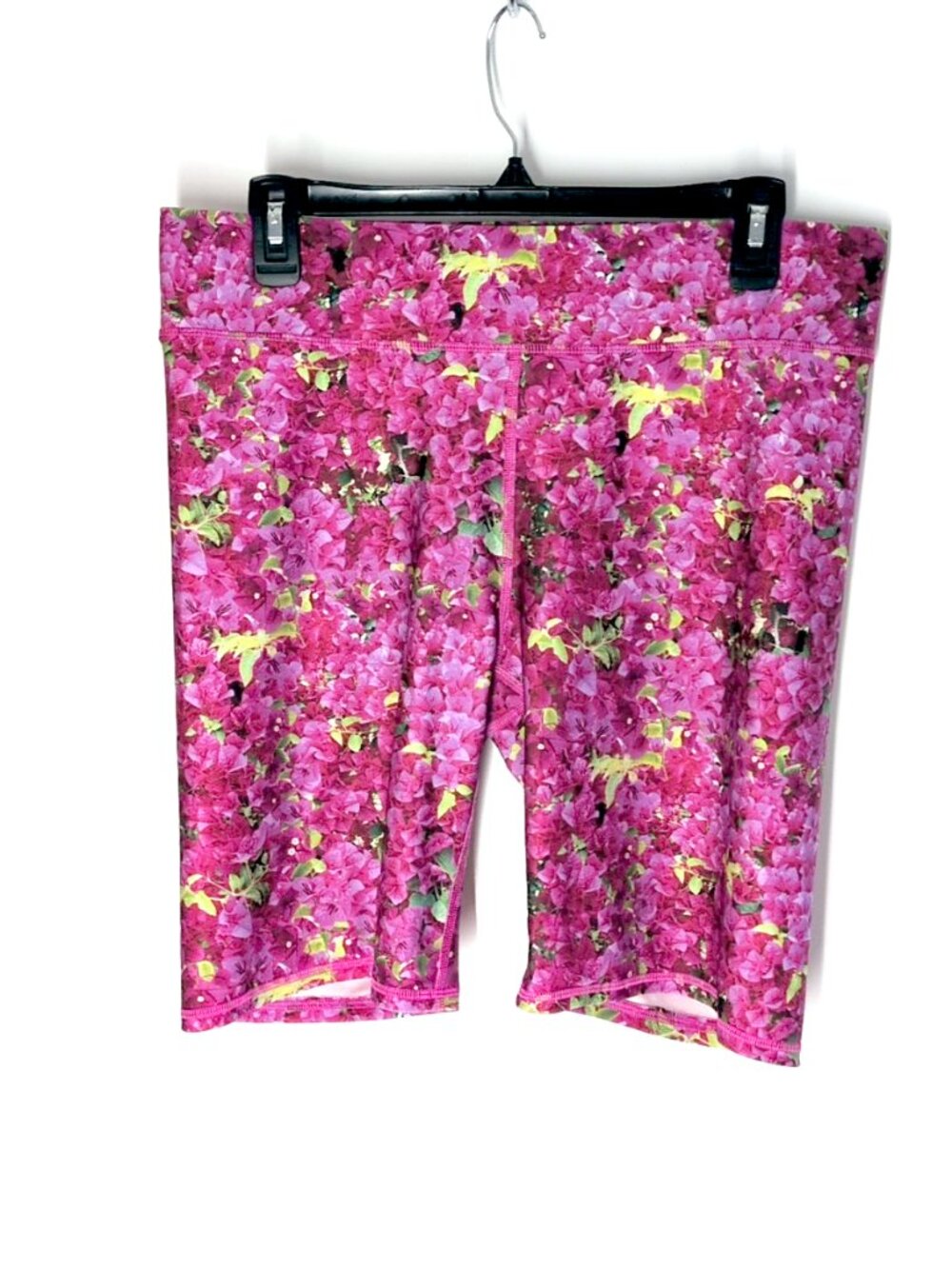 Terez Bougainvillea Hi-Shine Bike Shorts XL pink floral mid rise